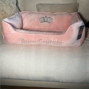 Juicy Couture Blush Pet Bed with Crown Embroidery